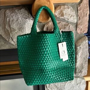 Green Woven Tote Bag